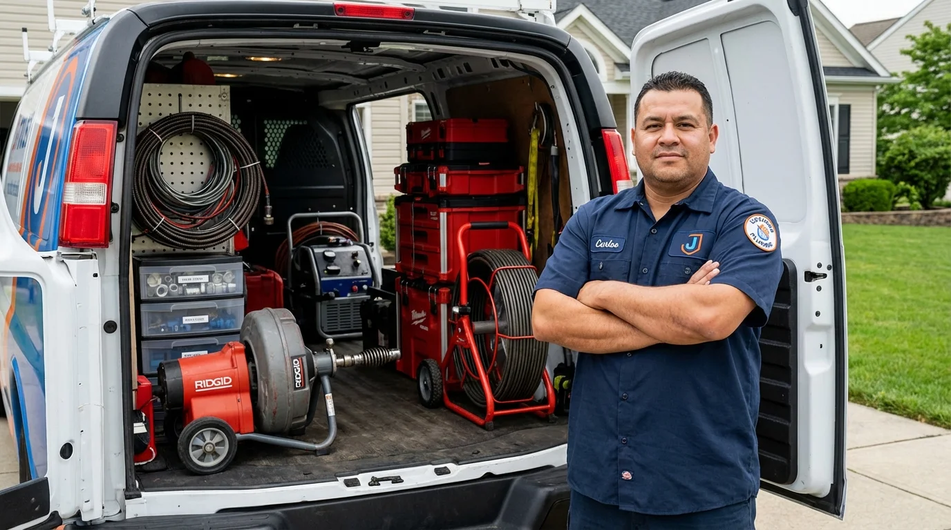 Professional drain cleaning equipment and Johns Plumbing LLC plumber in Pocono Pines
