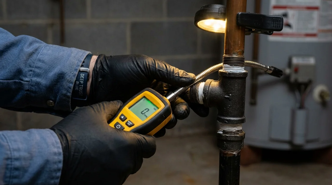 Gas leak detection with electronic sniffer by Johns Plumbing LLC in Pocono Pines
