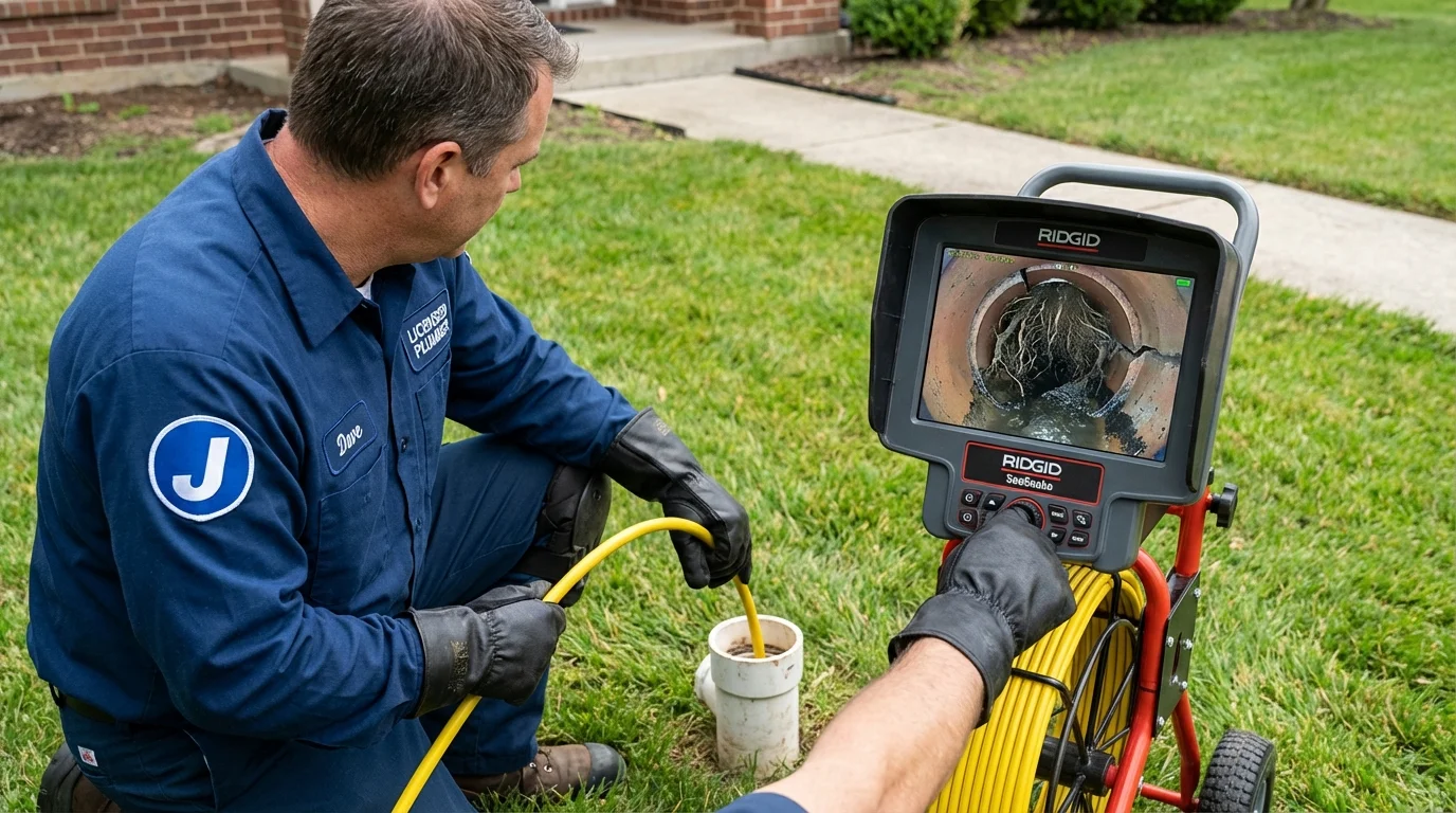 Sewer camera inspection being performed by Johns Plumbing LLC in Pocono Pines